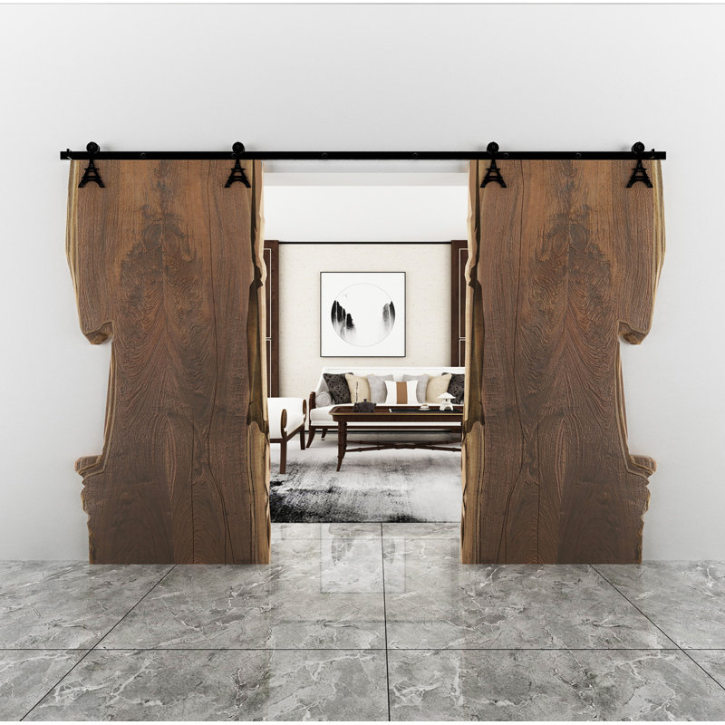 Ensemble de quincaillerie de porte de grange simple à double rail à double chenille standard, 66 po