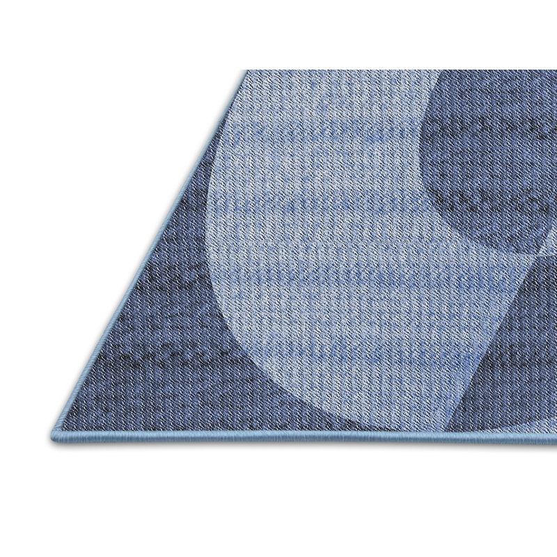 Tapis de surface bleu en acier à motifs, Rectangle 7 pi x 9 pi