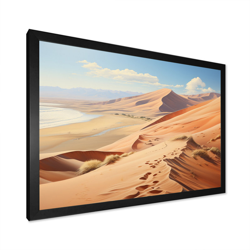 Desert White Dunes Majesty I - paysages, impressions d'art mural, H 24 po x l 32 po x P 1 po, Cadre simple noir