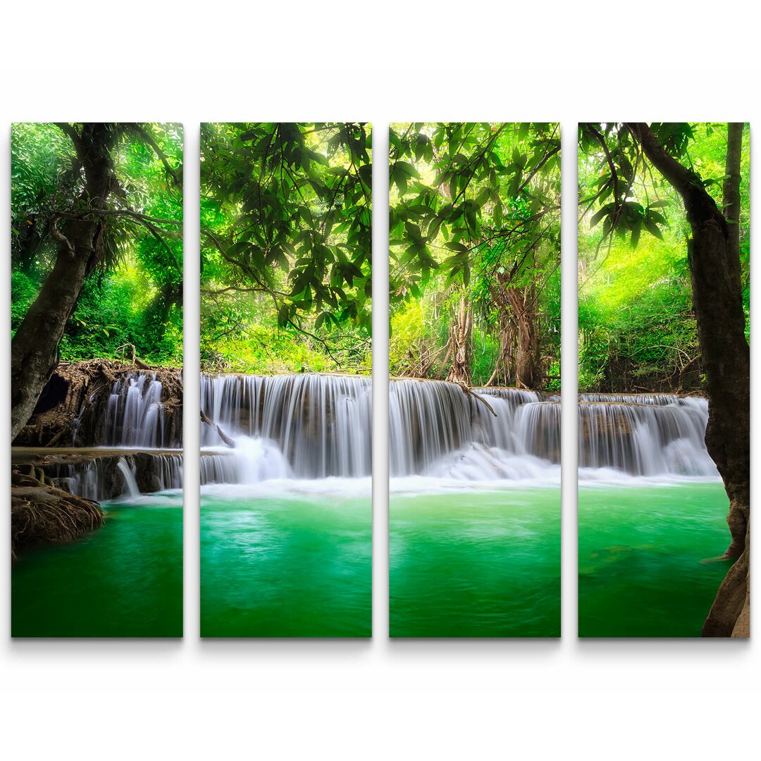 4-tlg. Leinwandbilder-Set Wasserfall in Kanjanaburi - Thailand