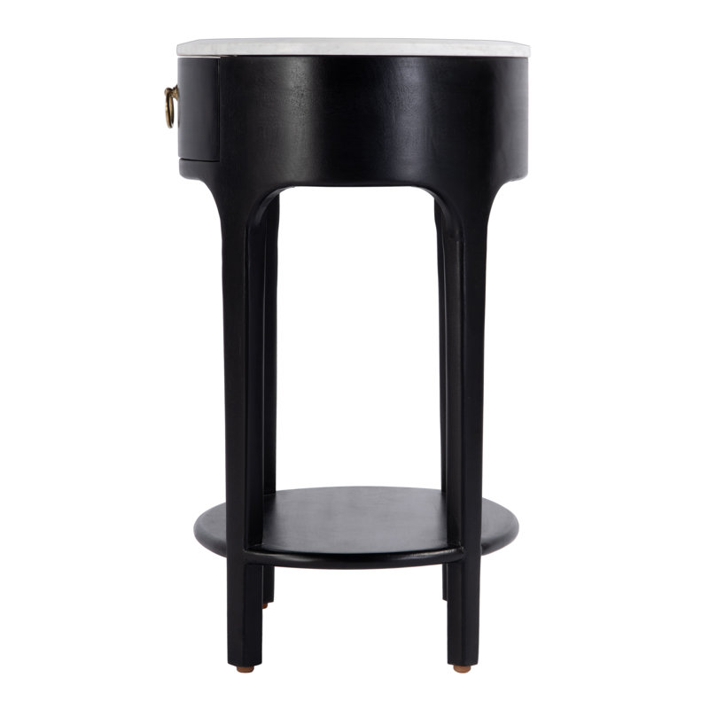 Ellen Marble Nightstand, Black