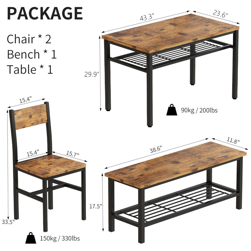 4 - Person Dining Set, Brown