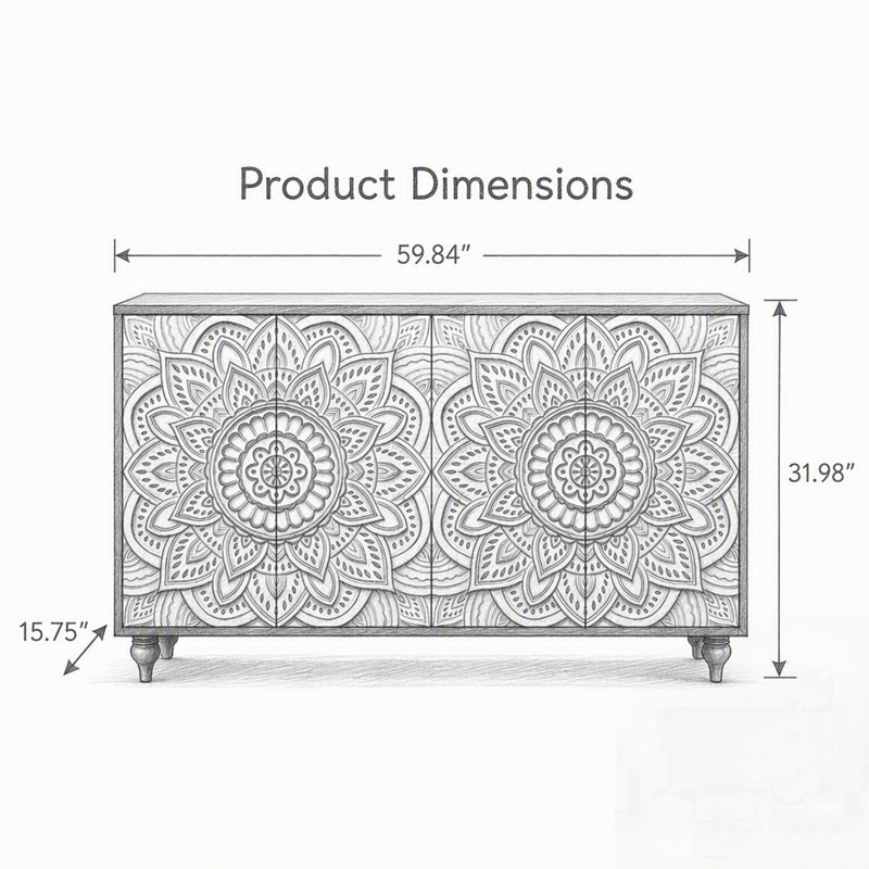 Buffet Boho Mandala 3D, Black