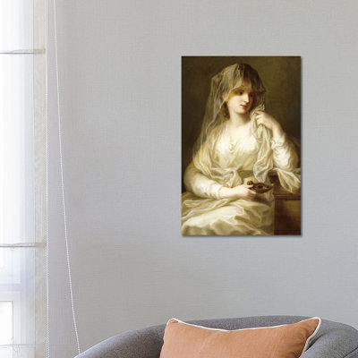 Tuccia, the Vestial Virgin, Three Quarter Length, Holding a Lamp 1 Piece Wrapped Canvas Painting
