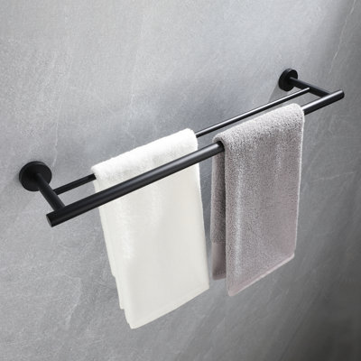 5 Piece Bathroom Towel Rack - Aluminium Matte Black Wall Mount , Corrosion For Different Areas Easy Installation Guide For Simple Design, Quality Multiple Rooms Process