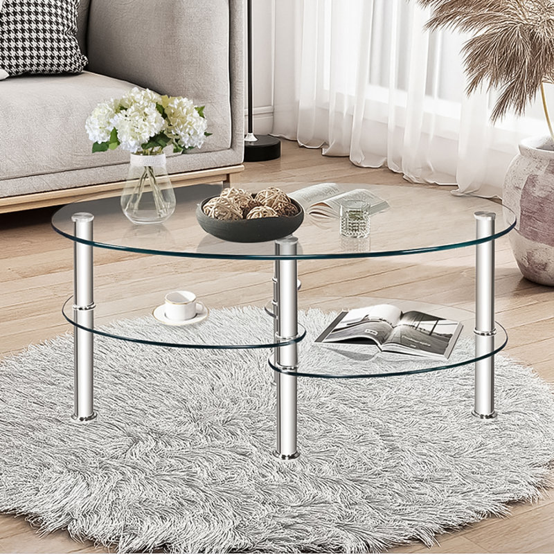 Siguna Glass Top Coffee Table, Clear