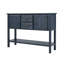 Console de 46 po en bois massif avec 2 tiroirs, armoires et tablette inférieure, armoire de rangement de style rétro pour salle à manger (bleu marine)