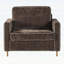 Chaise d'appoint rembourrée en chenille moderne de 42,1 pouces avec accoudoirs carrés, dossier cousu et pieds en fer jaune pour une utilisation polyvalente à la maison, brun foncé