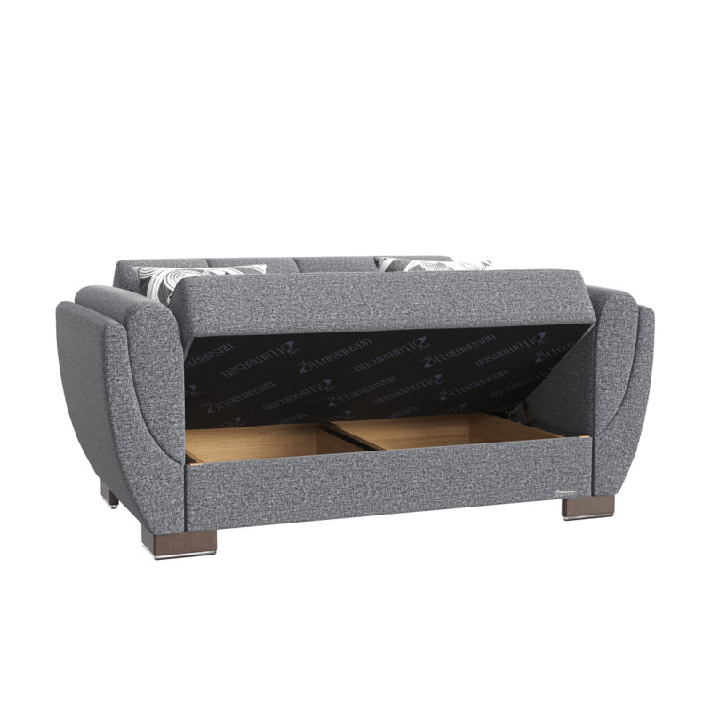 Causeuse convertible avec rangement en polyester gris Primenest Collection Nimbusflow, Polyester gris