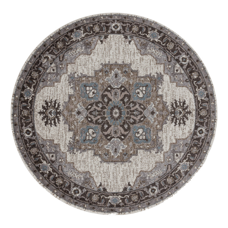 Tapis Honig Farmhouse Botanical Medallion, Rond 6 pi 7 po x 6 pi 7 po