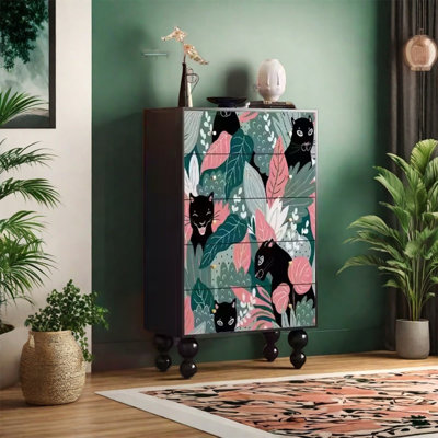 Pine Wood Cabinet with 5 Drawers