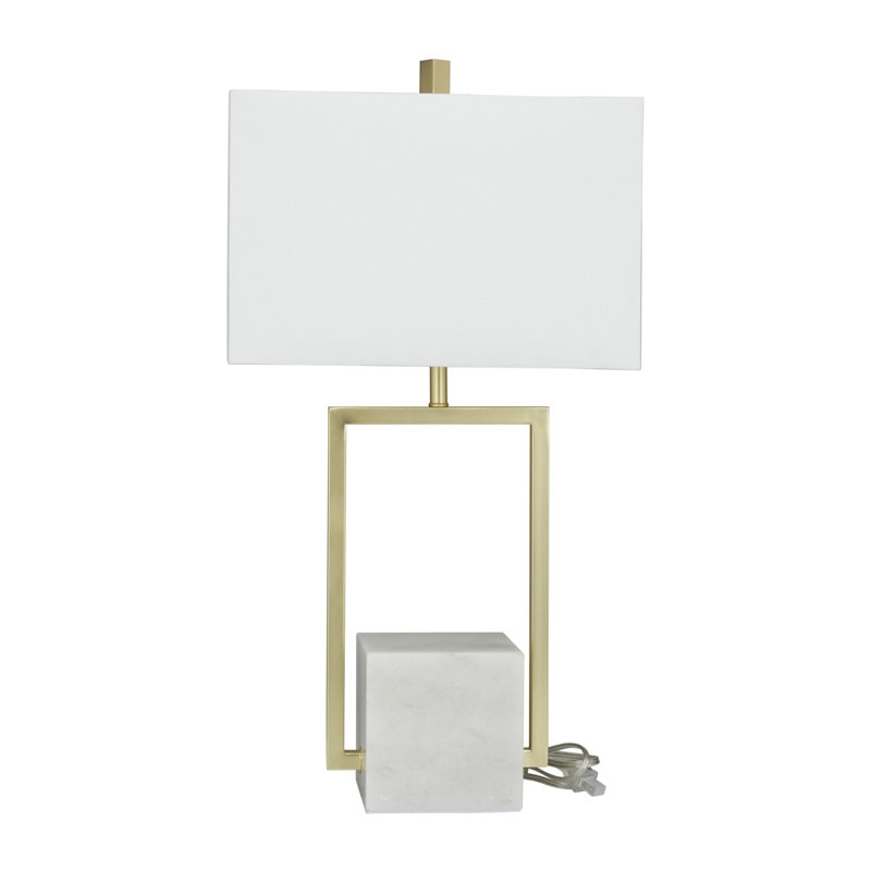 Evelunn Marble Geometric Table Lamp with Square Shade, Gold
