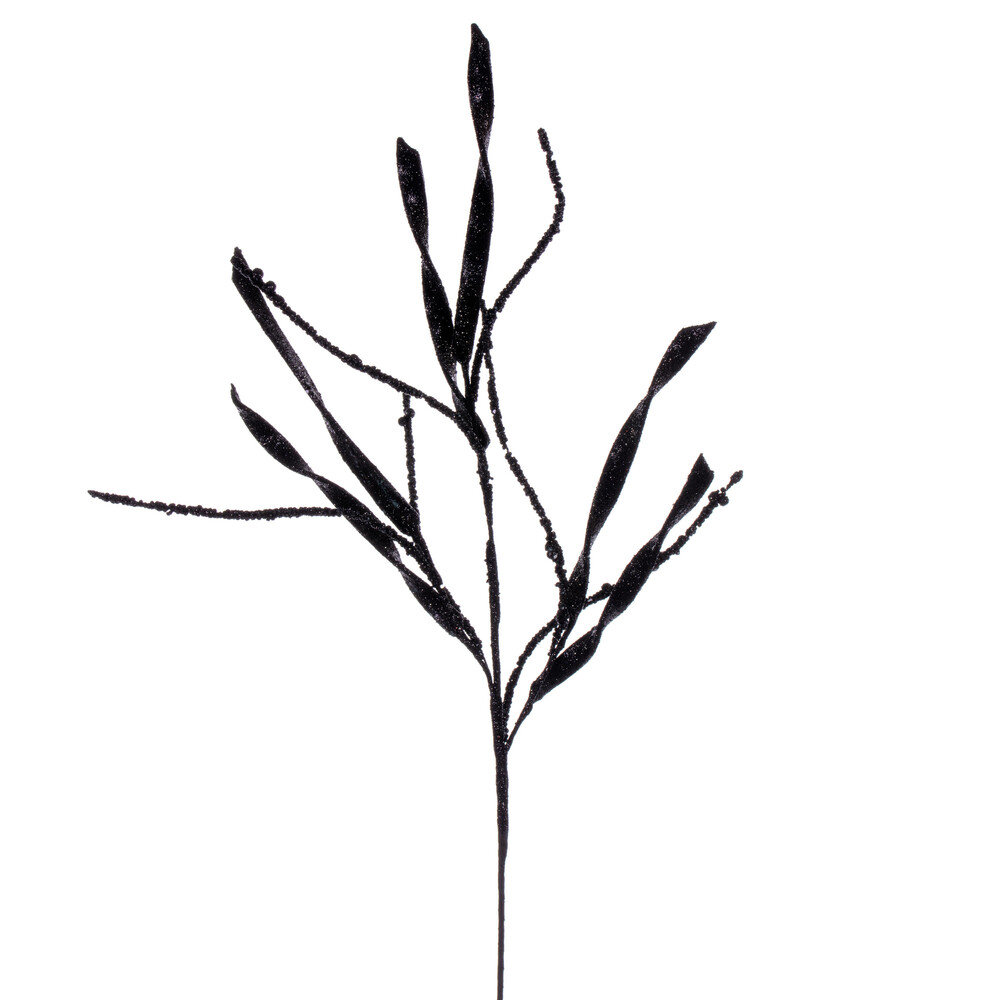 Wavy Glitter Floral Stems, Black