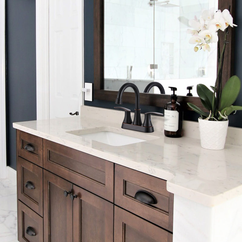 Modern 4-Inhc Centerset 2-Handle Bathroom Faucet with Pop-Up Drain Included, Oil Rubbed Bronze