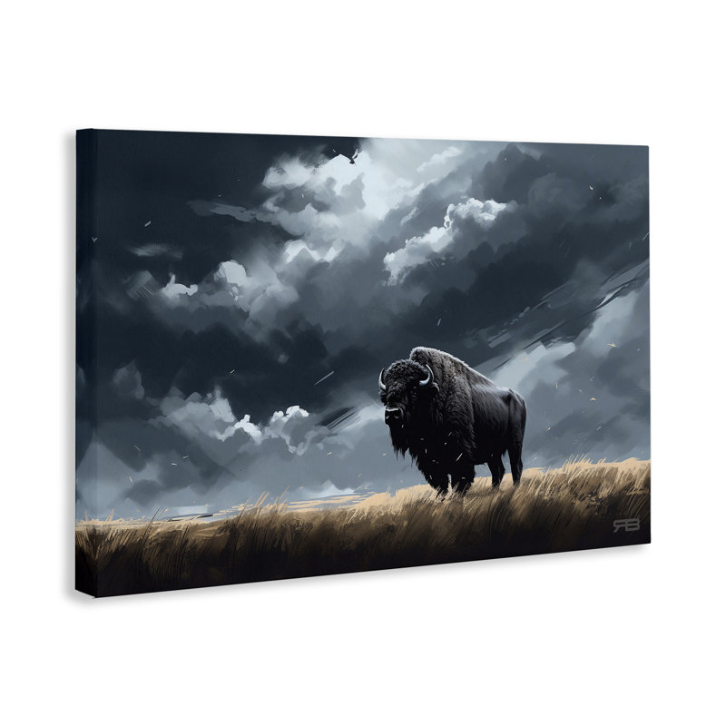 «Bison Silhouette with Clouds» par Roozbeh Bahramali, H 16 po x l 24 po