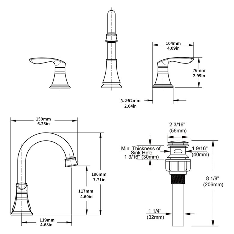 Bathroom faucet with 360 degree turn spout, Matt Black