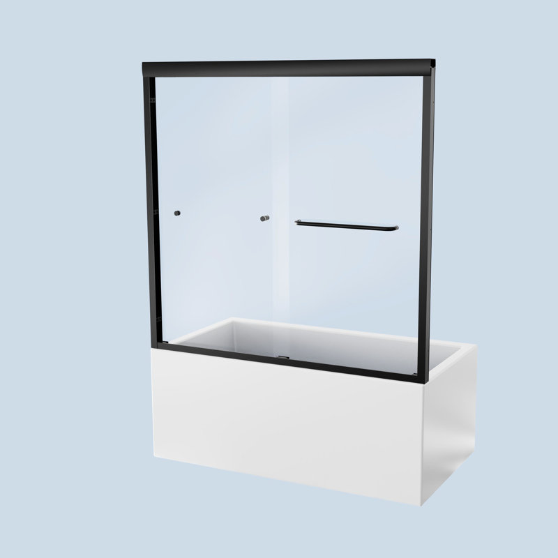 Porte de douche H 58 po, verre trempé de 6 mm, noir mat, processus d'installation facile et élégant