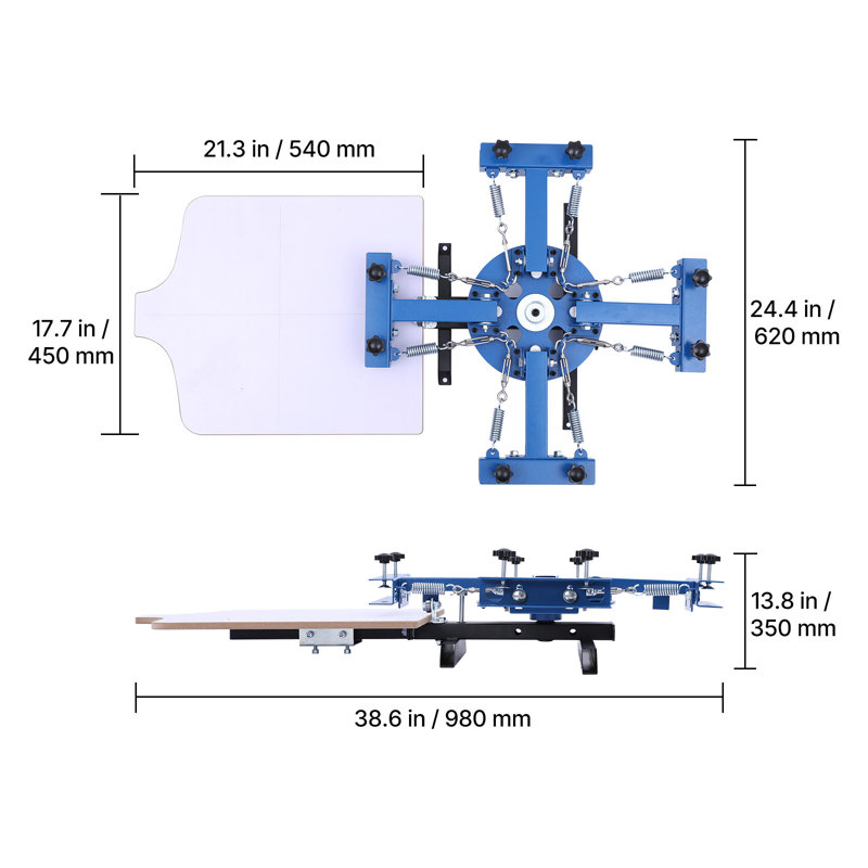 Screen Printing Machine 4 Color 1 Station Silk Screen Printing Press, 21.3 x 17.7 in, 360° Rotatable, Accurate Positioning, Powder-Coated Carbon Steel, for T-shirt DIY, Home and Commercial
