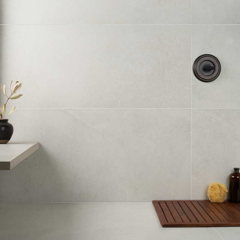 Grava 23.62" x 47.24" Matte Porcelain Stone Look Floor and Wall Tile (15.49 Sq. Ft. / Case), White