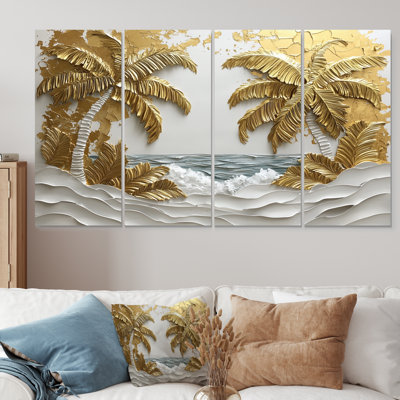 Palme dorée crème sur chaque I - Art mural crème - ensemble d'art mural traditionnel