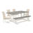 6-Piece Dining Set Consists of a Cement Kitchen Table a Small Bench and 4 Light Beige Linen Fabric Upholstered Chairs with Button Tufted Back - Wire Brushed Linen White-1971124272