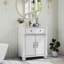 Meuble-lavabo de 28 po de style médiéval, structure en bois massif, armoire de rangement, lavabo à impact, installation facile haut de gamme de 27,8 po et poignées en métal, à nettoyer