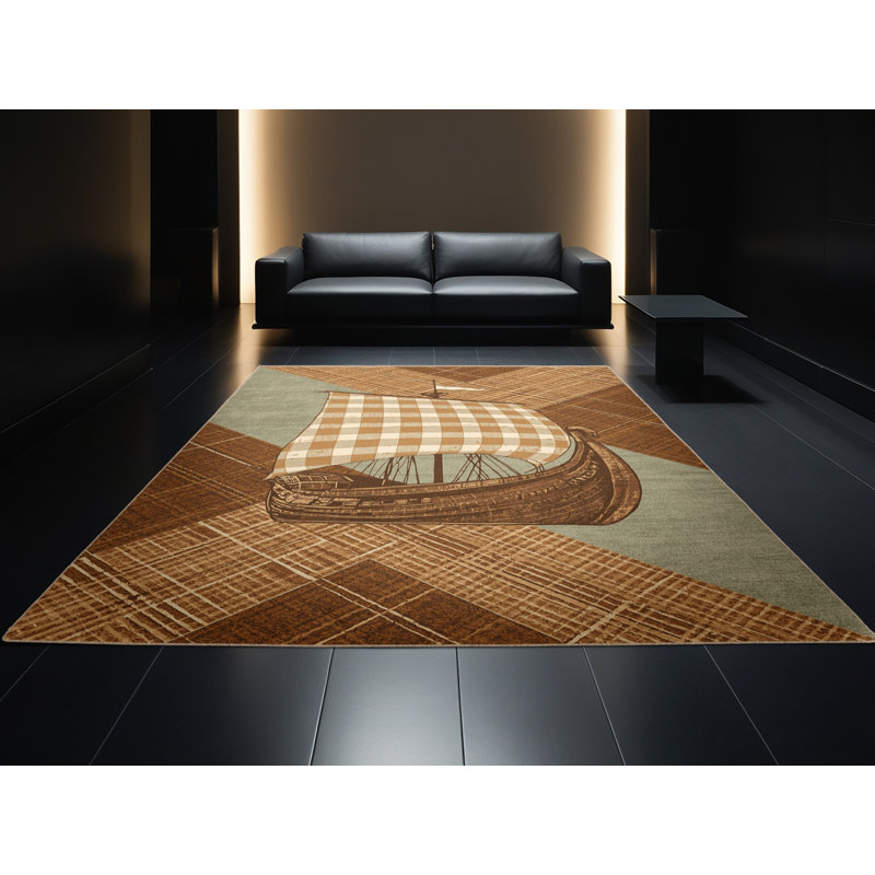 Tapis écossais brun lavable à la machine Parkwoods, 8x12