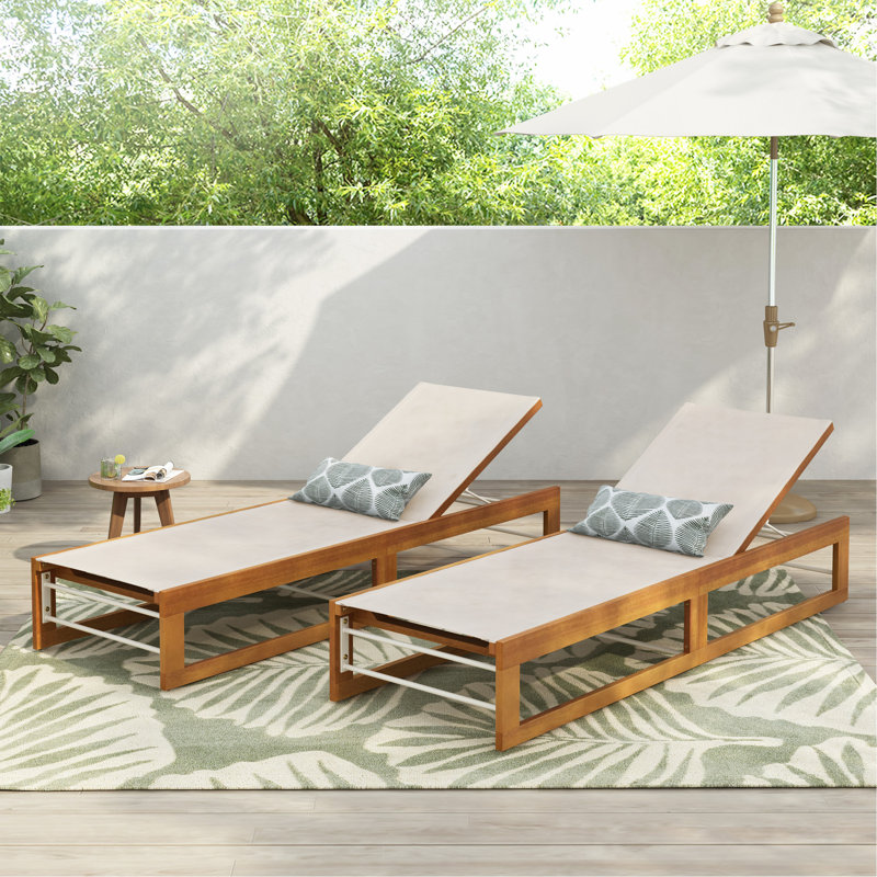 Chaise longue (ensemble de 2), Beige