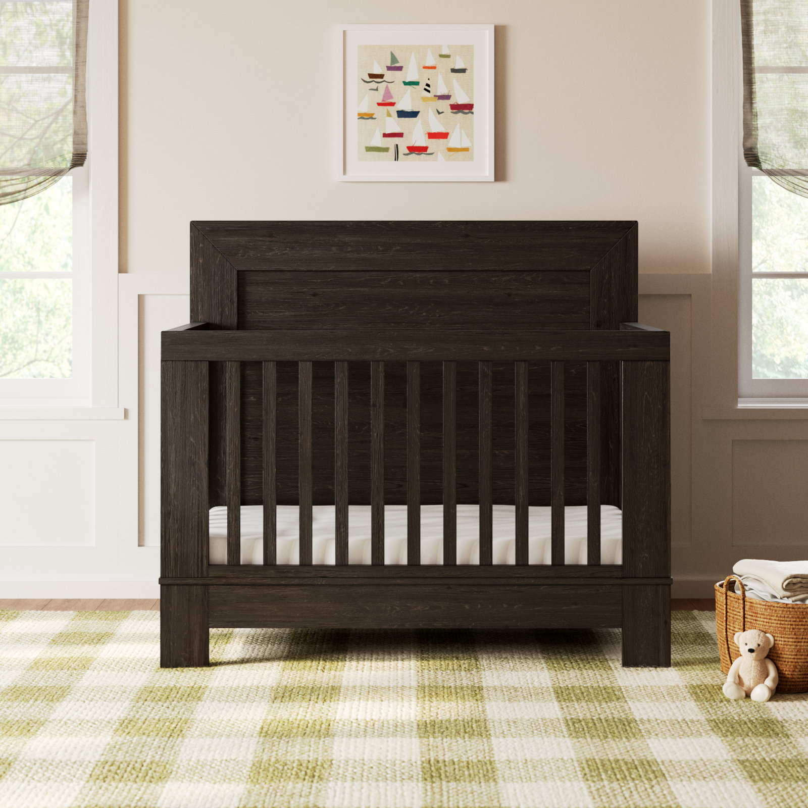 Albie Pine Convertible Crib, Cocoa