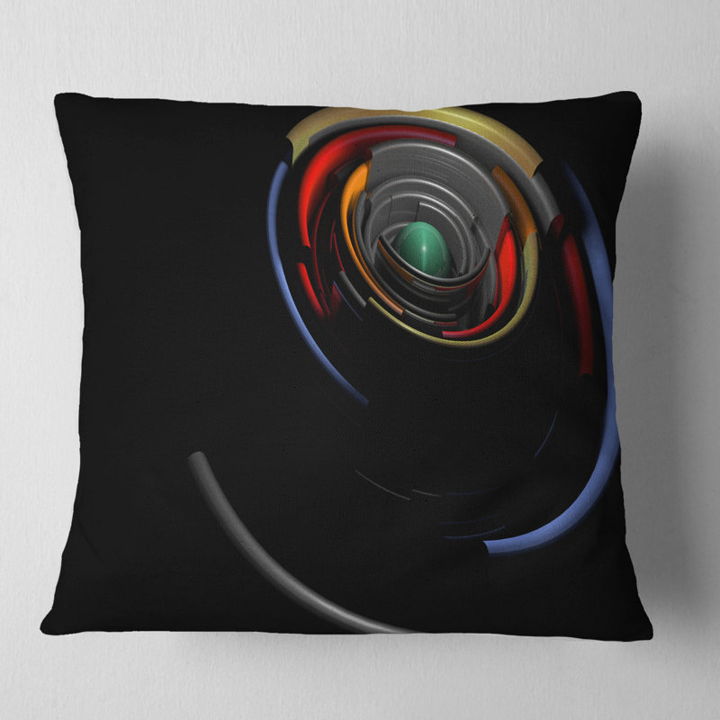 Fractale 3D à rayures cerclées - coussin imprimé abstrait, 16 po x 1 po, Coussin décoratif