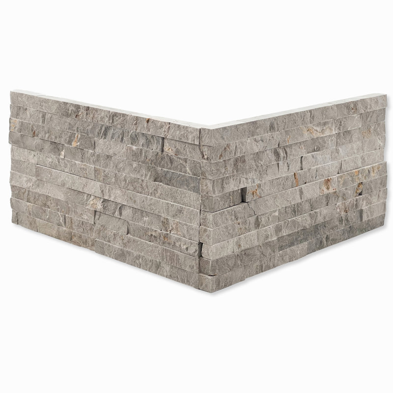 Bande élancée d'angle 3 po x 12 po Carrelage mural en marbre, Gris cendré
