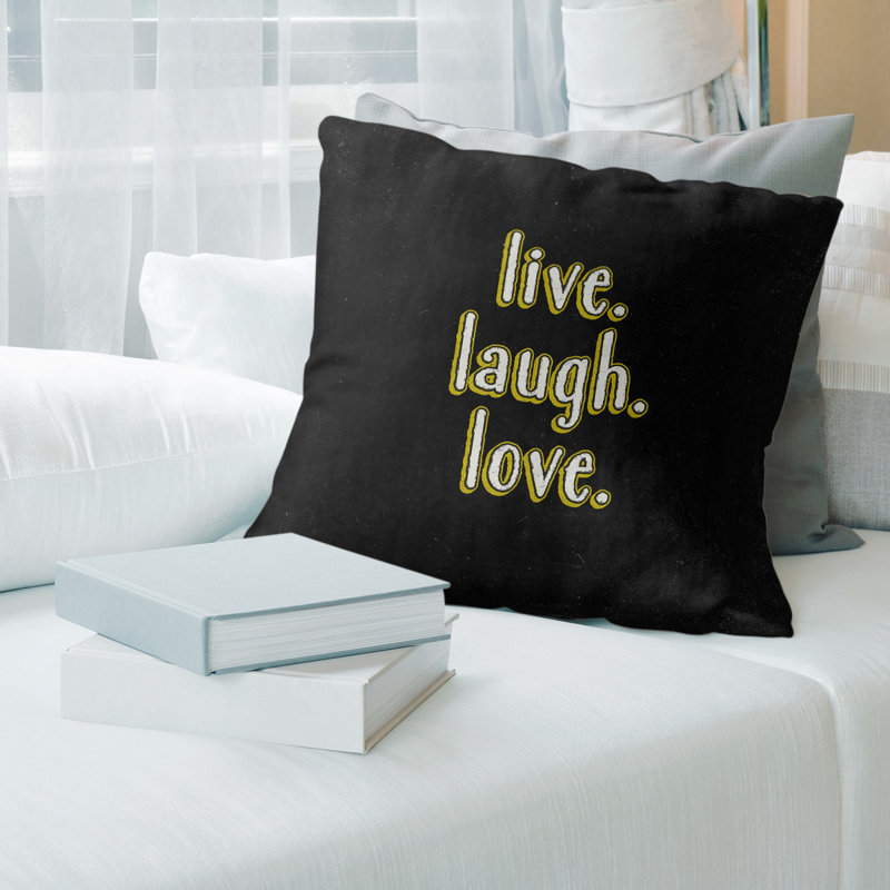 Housse de coussin en lin tableau noir love live love quot, 16 po x 1 po, Bleu
