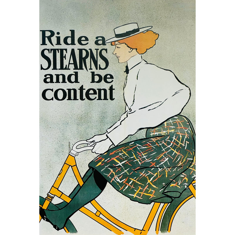 Woman Riding A Bicycle by Clu - Wrapped Canvas Print, 46cm H x 30cm W