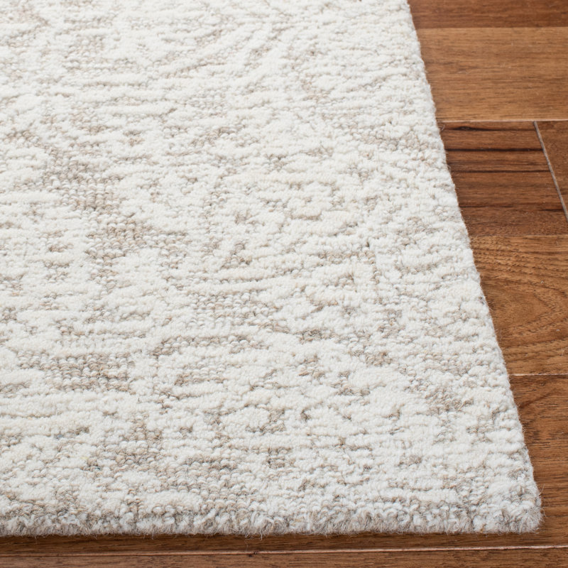 Tapis naturel / ivoire en laine touffeté à la main Metcalfe, Tapis de couloir 2 pi 3 po x 6 pi