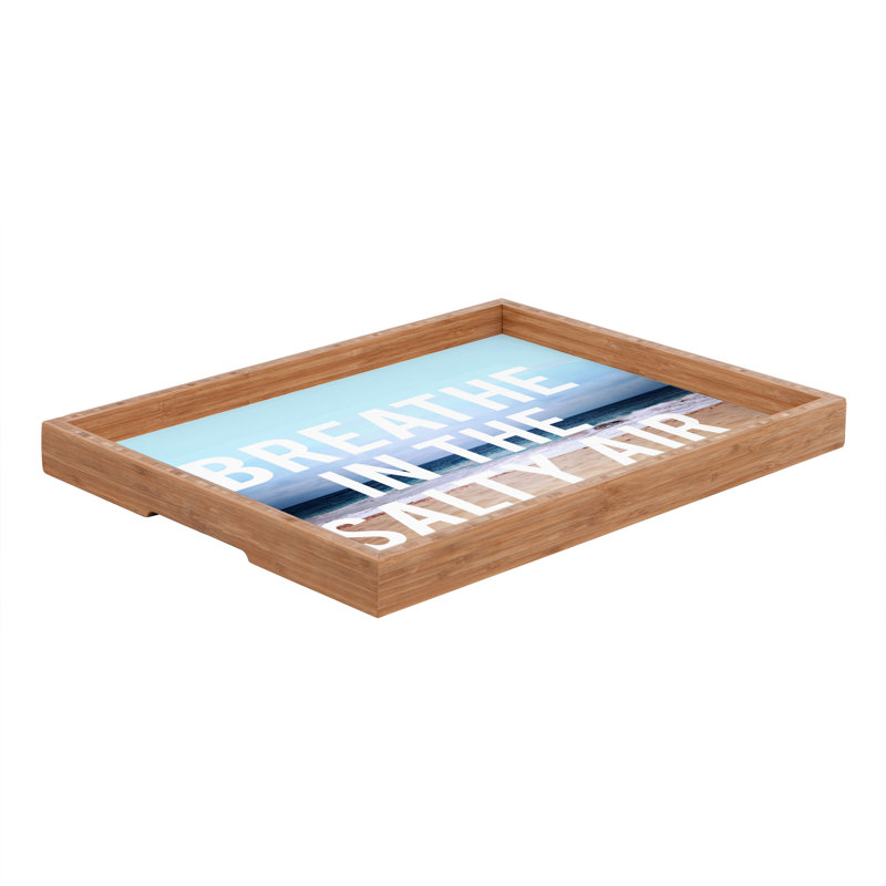 Leah Flores Wood Tray, 1.75" H x 18" W x 14" D