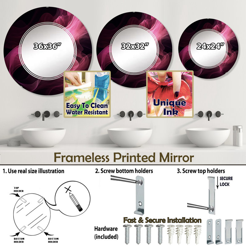 Miroir mural Zilas, 24 po x 24 po