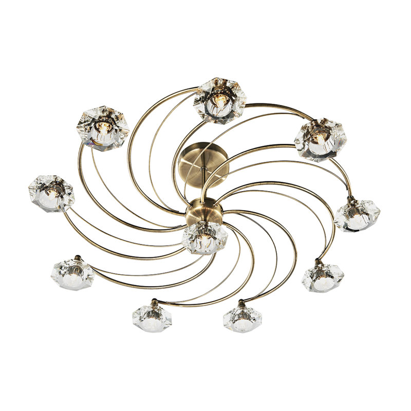 Greenhaw Glass Semi Flush Mount, Antique Brass