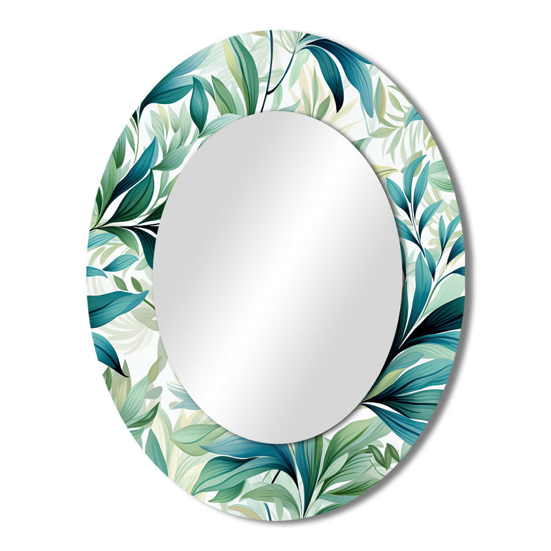 Troene - Grand miroir mural ovale sur support métallique, 43" H x 33" W