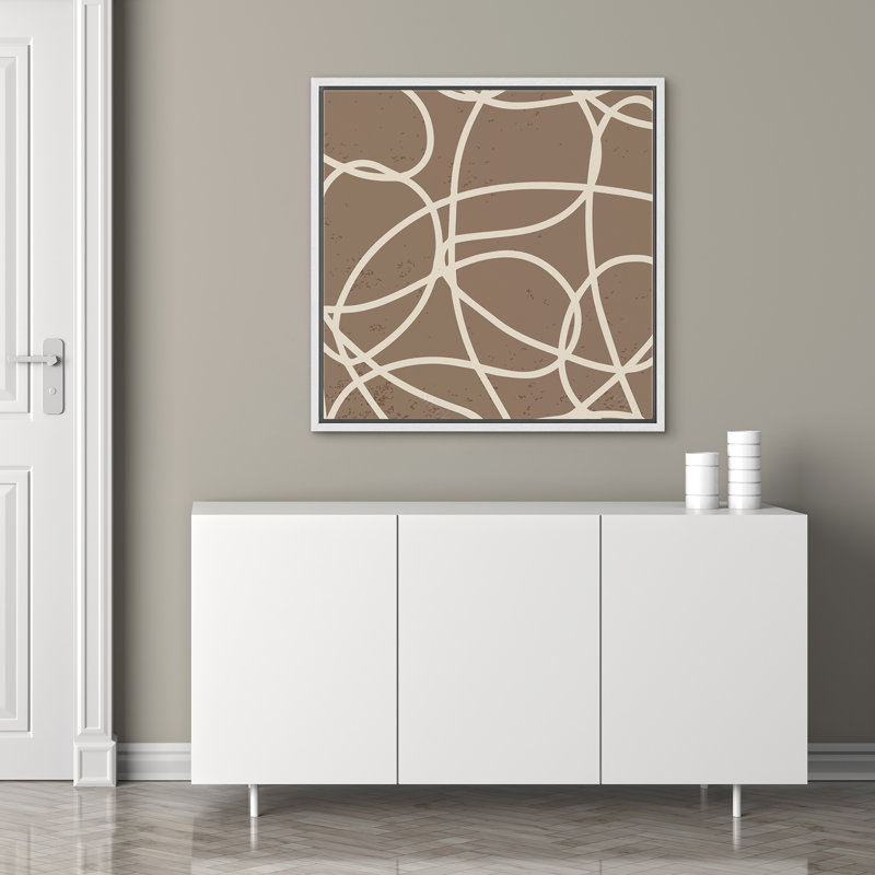 Décoration murale Abstarct, H 16 po x l 16 po, Cadre flottant blanc