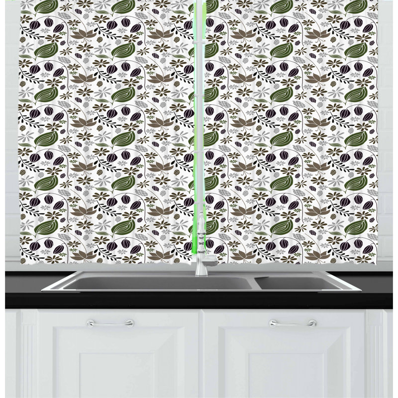 Floral Tailored Kitchen Curtain