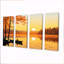 «Canoe By The Sunset Lake - Lake», art mural 4 pièces-1985349819