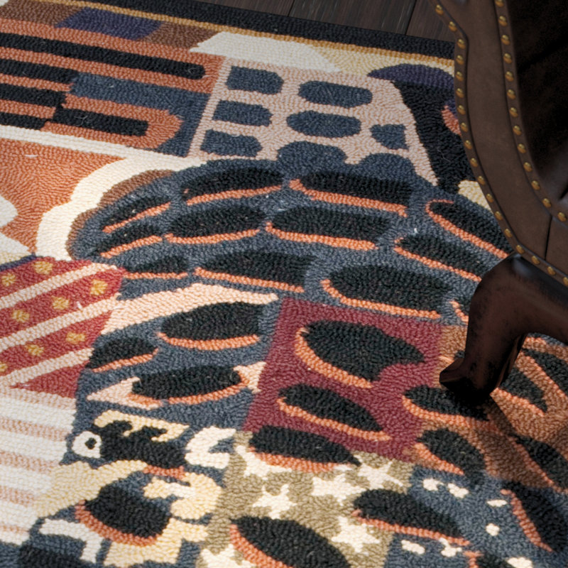 Ardilla Hand Hooked Wool Pile Chevron Rug, Rectangle 5'3" x 8'3"
