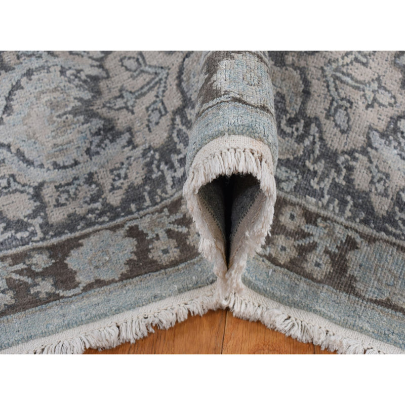 Tapis gris nouvel âge en soie 9 pi 1 po x 12 pi 5 po Jolie