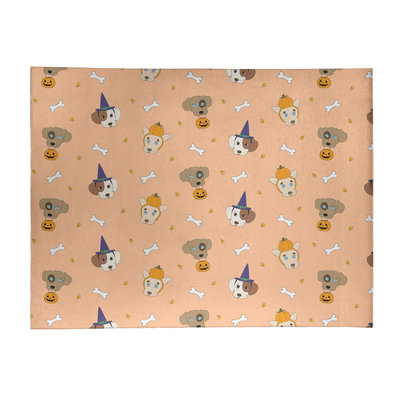 Tapis orange/bleu/brun zone fait main