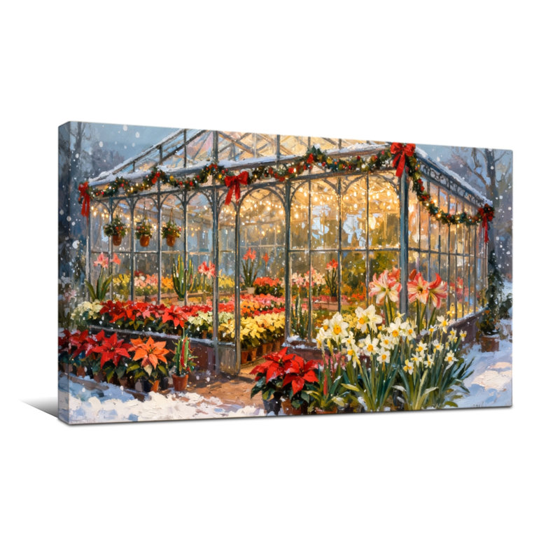 Scène de Noël florale, H 28 po x l 58 po