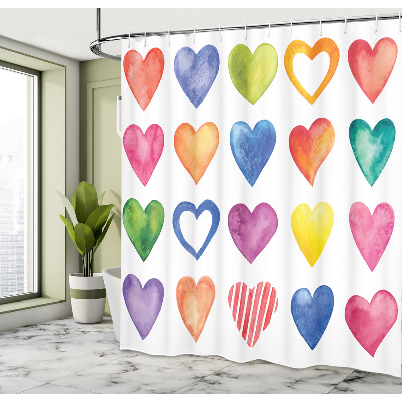 Ensemble de rideau de douche en aquarelle, H 70 po x l 69 po