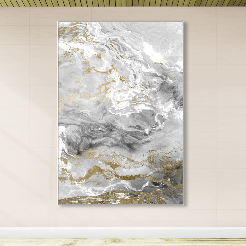 Abstrait Grazie Mille Geode Crystals - impression, Cadre flottant blanc, H 30 po x l 20 po