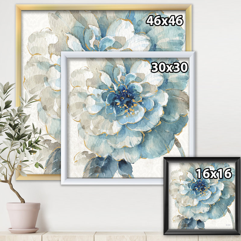 «Indigold Gold Country Flower», reproduction sur toile encadrée, Cadre blanc, H 16 po x l 16 po x P 1 po