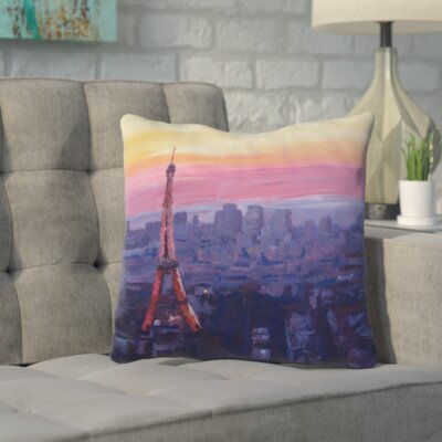 Paris Eiffel at Dusk Square Cotton Throw Pillow -  Winston Porter, MCRR5800 28015147
