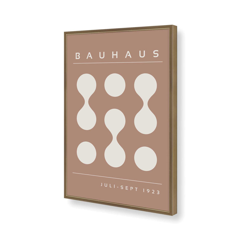 Imprimé brun Bauhaus Flow II, H 11,25 po x l 9,25 po, Reproduction encadrée sans passe-partout, Or brossé